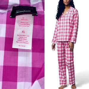 EUC BedHead Pajamas PINK Buffalo Plaid-Print 100% Cotton Poplin Set Size XL